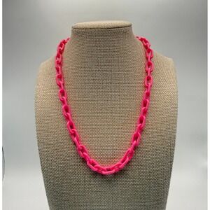 P/C OS Pink Chain Necklace Lobster Clasp Industrial‎ Barbiecore Jewelry